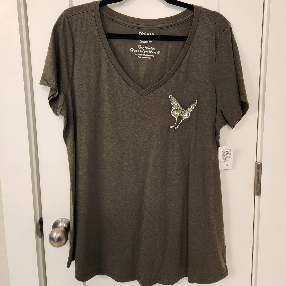 Torrid Signature Jersey V-Neck butterfly logo tee